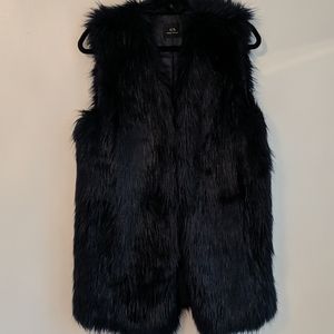 Faux Fur Navy Sleeveless Jacket